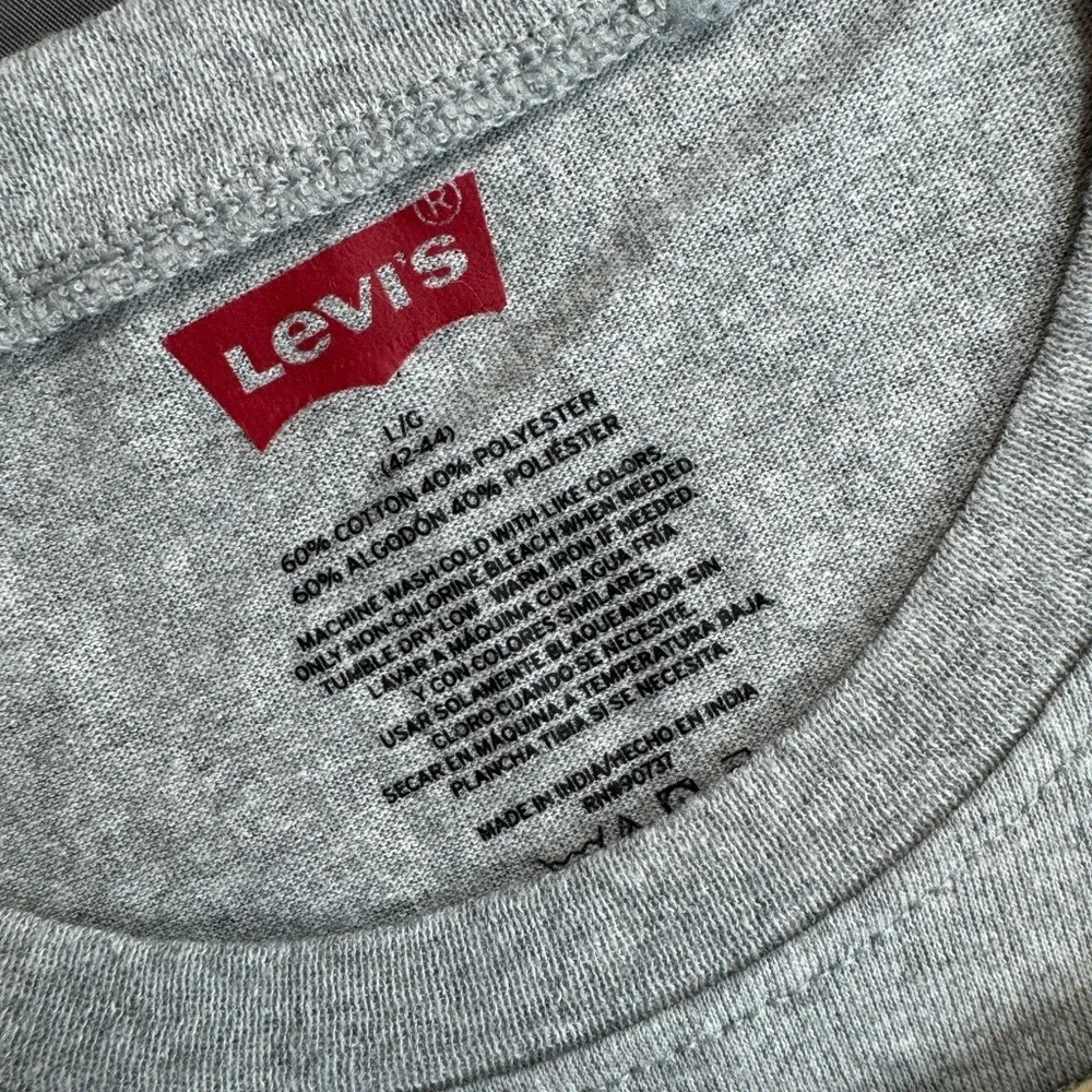 Levis Mens Heather Grey Short Sleeve Crewneck T-Shirt Large Cotton‎ Blend Basic